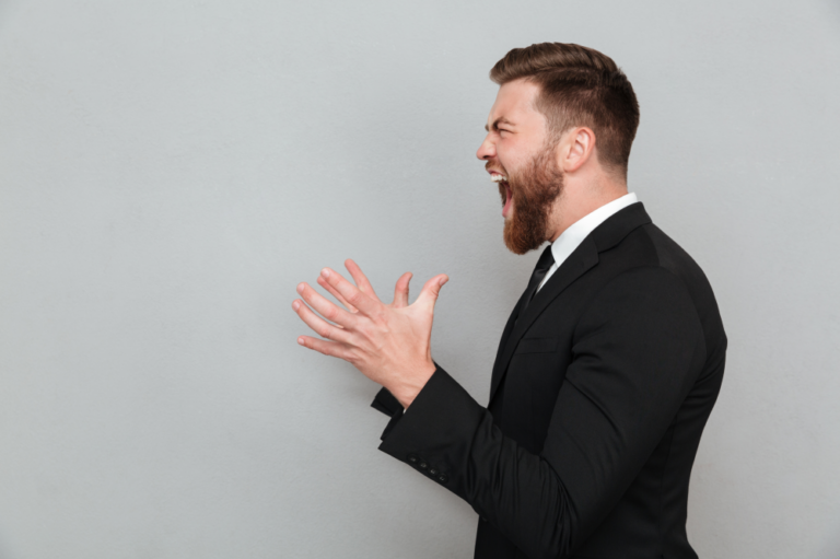 Honeyview man in suit shouting and gesturing with hands 1