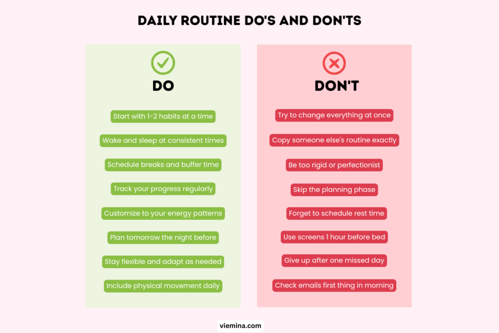 Daily Routine Do's and Don'ts