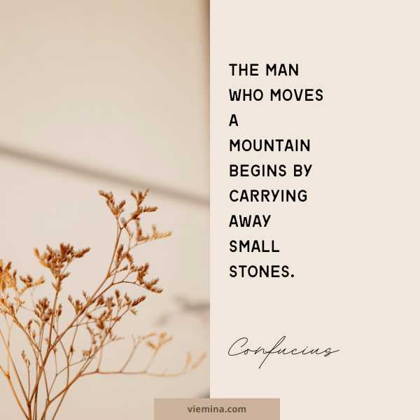 The man who moves a mountain begins by carrying away small stones." - Confucius| Believe in yourself quotes