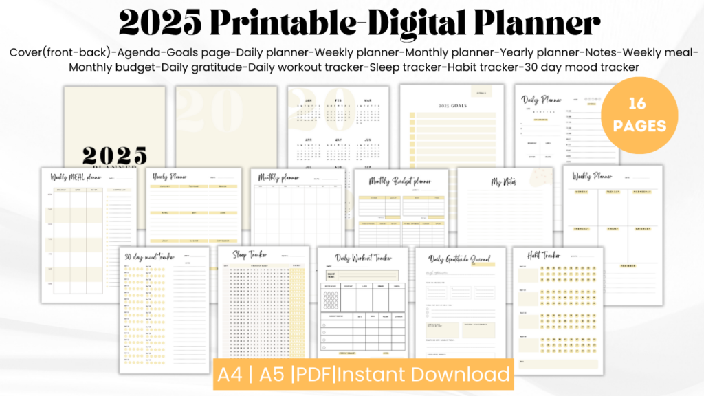 2025 Ultimate Life Planner Pro: All-in-One Printable Digital Planner (A4/A5)- 16 pages
