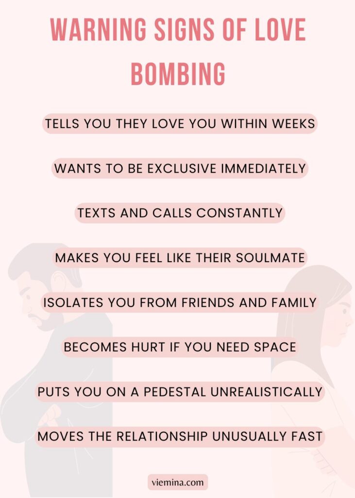 love bombing warning signs narcissistic relationship